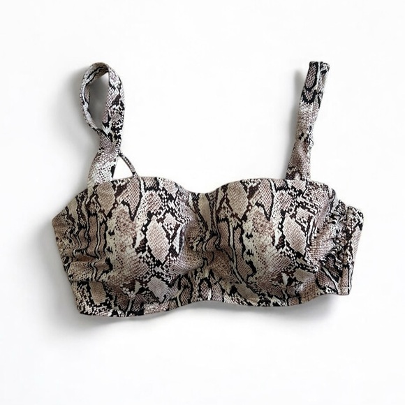 🌻NWOT Shade & Shore Python Snakeprint Light Lift Bralette Bikini Top Size 34C - Picture 2 of 10